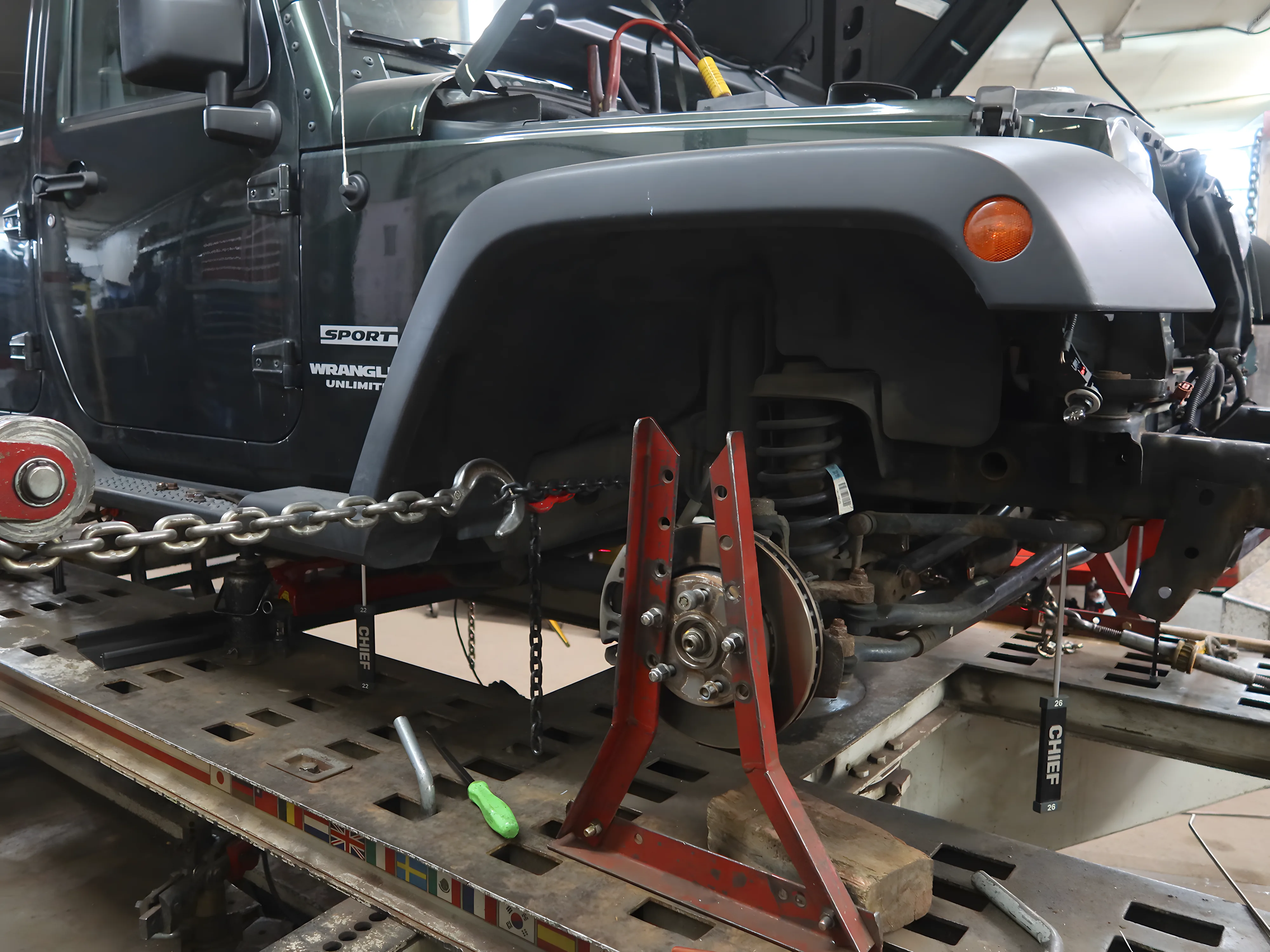 Frame straightening at 3J's Auto Body