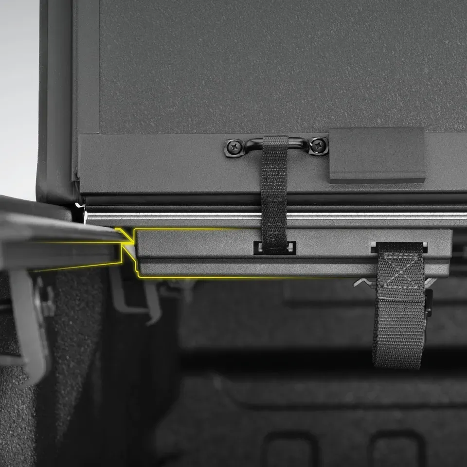 BAKFlip MX4 EZ-Lift auto-latch and rail detail